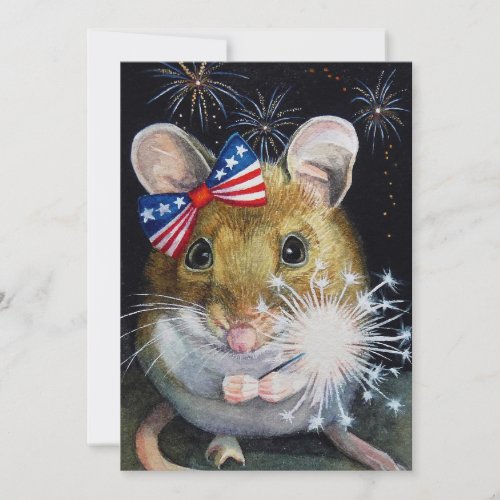 Independence Day Field Mouse No 1 Watercolor Art