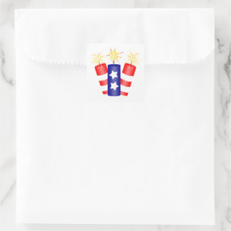Independence Day Firecrackers Square Sticker