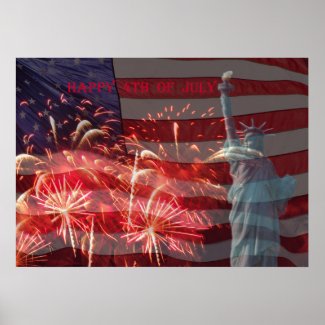 Independence Day Firework & Statue of Liberty