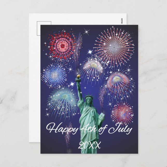 Independence Day Fireworks Holiday Postcard (Front/Back)