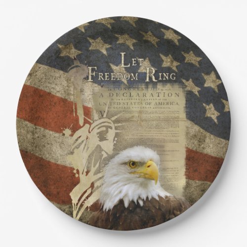 Independence Day Freedom Bald Eagle MAGA USA Flag Paper Plates