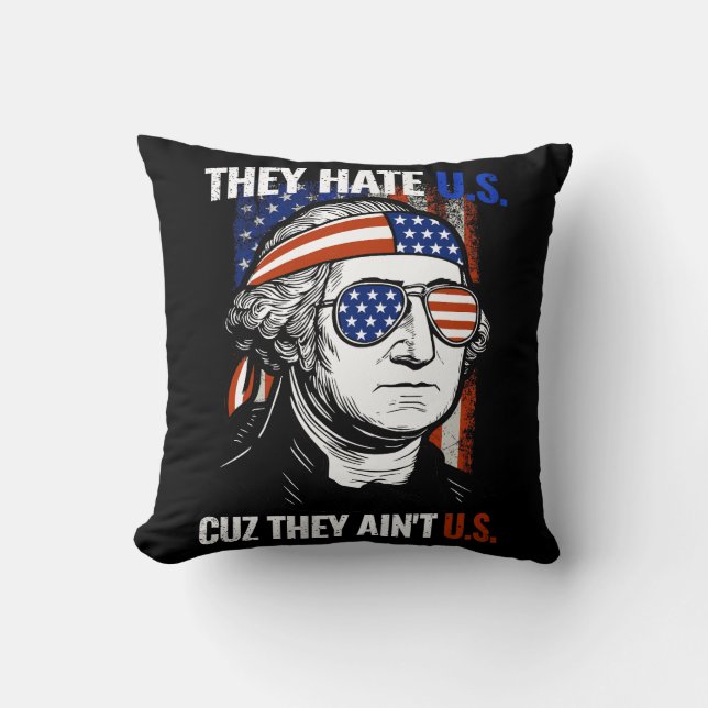 Independence Day George Washington Throw Pillow (Front)