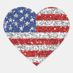 Independence Day Glitter Heart Stickers