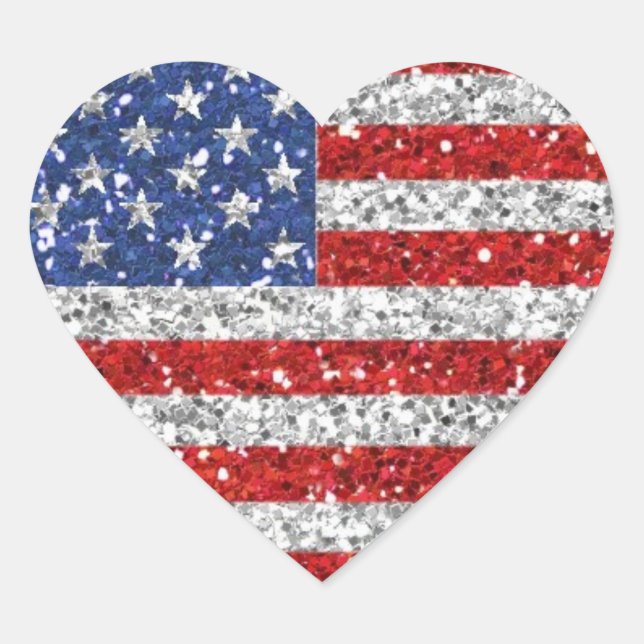 Independence Day Glitter Heart Stickers (Front)