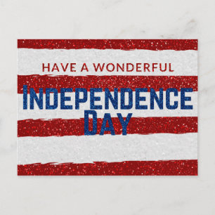 Independence Day Glitter Postcard