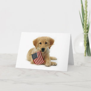 Independence Day Golden Retriever Puppy Card