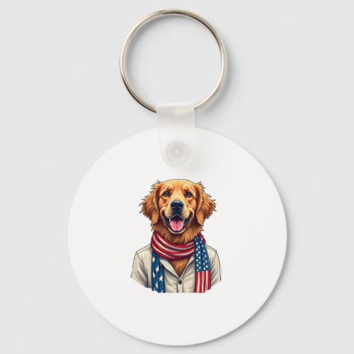 Independence Day Golden Retriever Vintage Shirt 2 Keychain