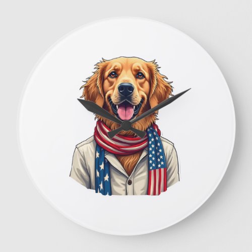 Independence Day Golden Retriever Vintage Shirt 2 Large Clock