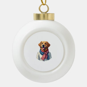 Independence Day Golden Retriever Vintage Shirt 3 Ceramic Ball Christmas Ornament