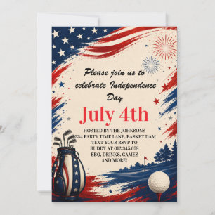 Independence Day Golf Background Art Invitation