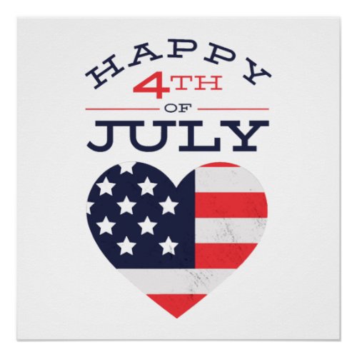 Independence Day Happy 4th July Stars and Stripes Poster