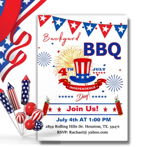 Independence Day Holiday Backyard Barbecue Invitation