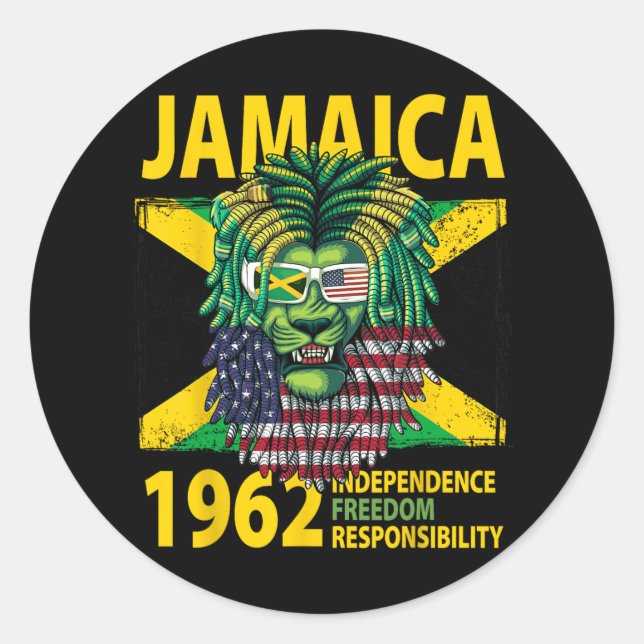 Independence Day Idea For Kids &amp; Jamaican Flag Classic Round Sticker (Front)