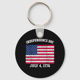 Independence Day July 4 1776 American Flag 4th of Keychain