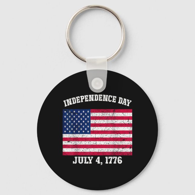 Independence Day July 4 1776 American Flag 4th of Keychain (Front)