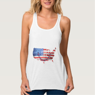 Independence Day July 4 American Flag USA Country Tank Top