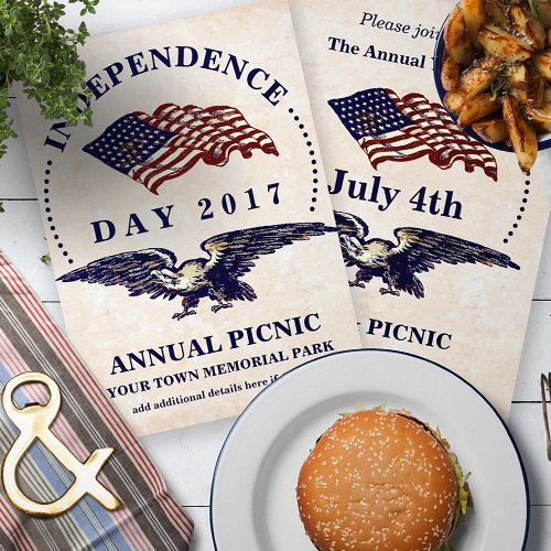 Independence Day July 4 Vintage BBQ Party Invitation