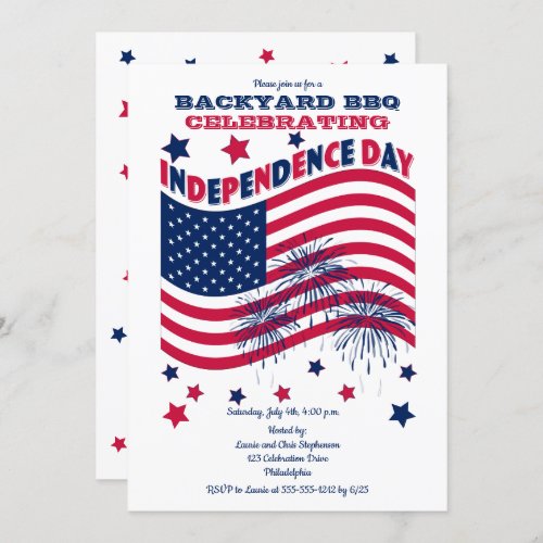 Independence Day July 4th Party _ Waving Flag Invitation