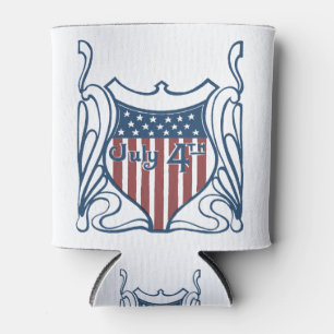 Independence Day July 4th Vintage Shield w/Stars Can Cooler