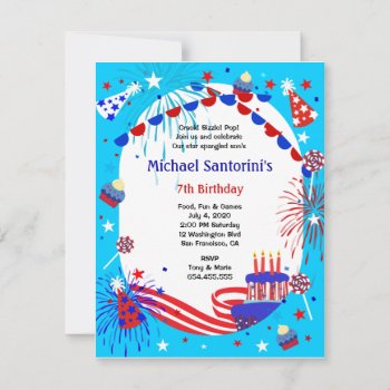 Independence Day Kid's Birthday Party Invitation by thepapershoppe at Zazzle