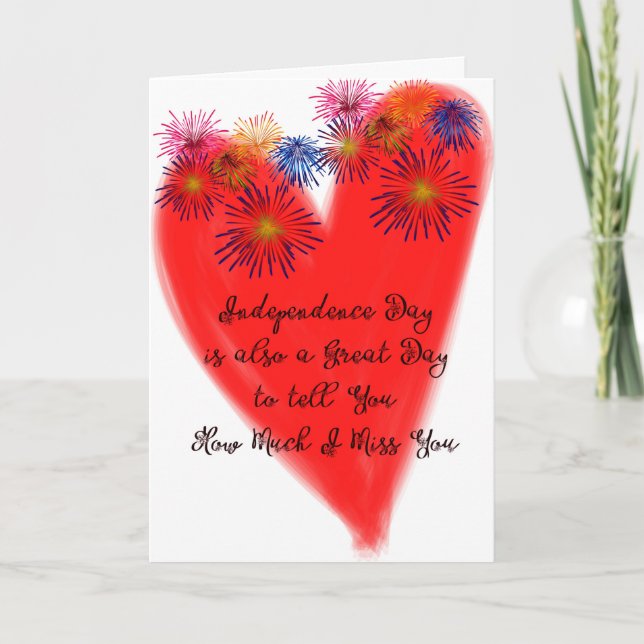 Independence Day Missing You Card Red Heart (Front)