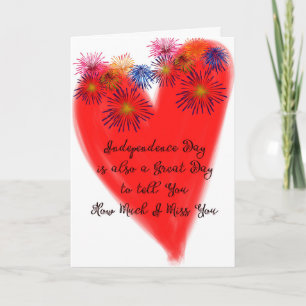 Independence Day Missing You Card Red Heart