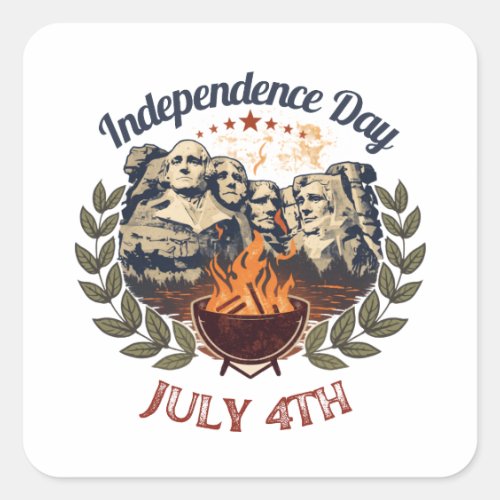 Independence Day Mount Rushmore July 4th Square Sticker