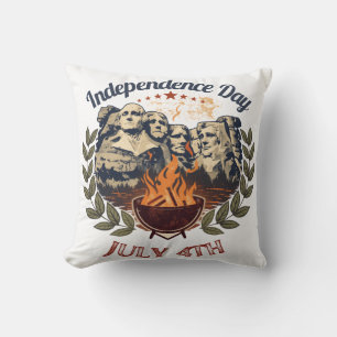 Independence Day Mount Rushmore July 4th Throw Pillow