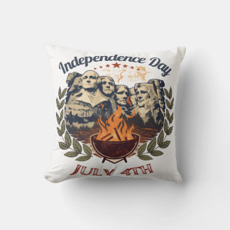 Independence Day Mount Rushmore July 4th Throw Pillow