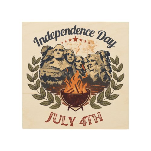 Independence Day Mount Rushmore July 4th Wood Wall Art