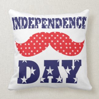 Independence Day Moustache Throw Pillow