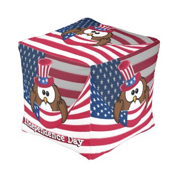 Independence Day Owl Pouf by just_owls at Zazzle