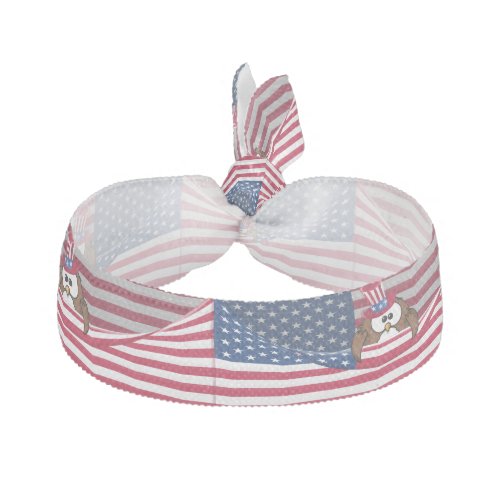 Independence Day owl Ribbon Hair Tie