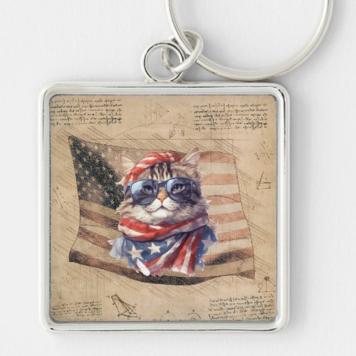 Independence day Patriotic American flag 4th July  Keychain