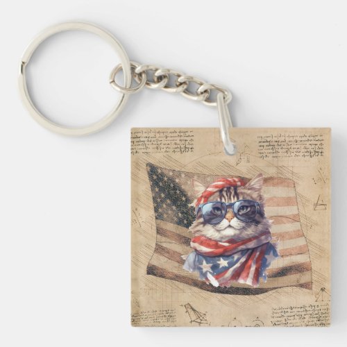 Independence day Patriotic American flag 4th July  Keychain