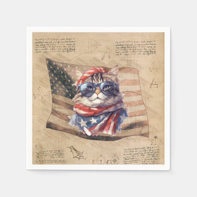 Independence day Patriotic American flag 4th July  Napkins (Front)