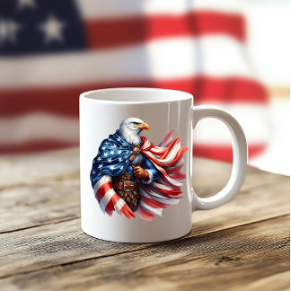Independence Day Patriotic Eagle in Flag Coffee Mug