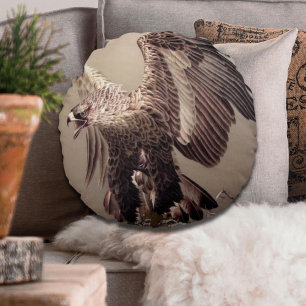 Independence day Patriotic Embroidery Eagle Round Pillow