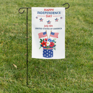 Independence Day Patriotic Floral Garden Flag