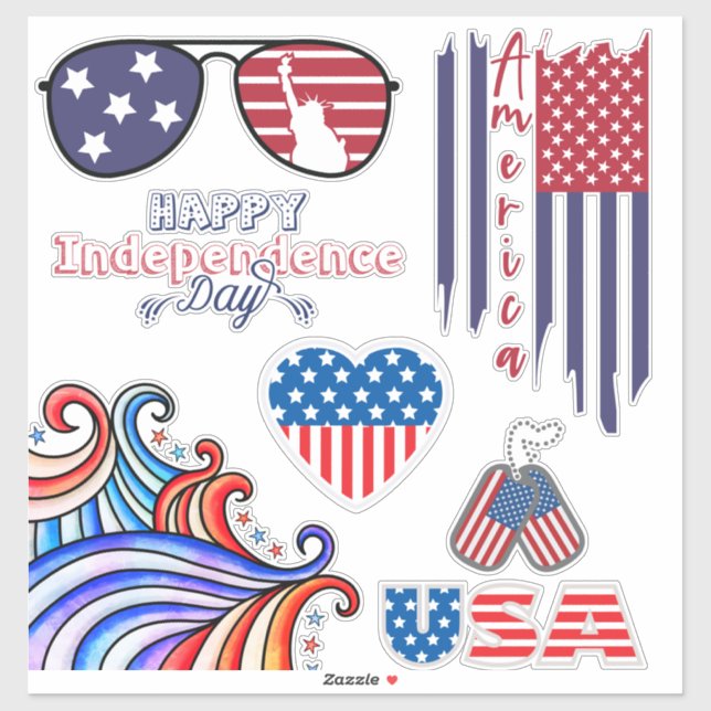 Independence Day Patriotic Set Sticker (Sheet)