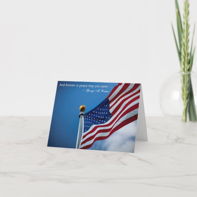 Independence Day Patriotic Veterans American Flag Card (Front)