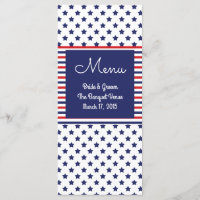 Independence Day Patriotic Wedding Menu Cards