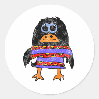 Independence Day Penguin Classic Round Sticker