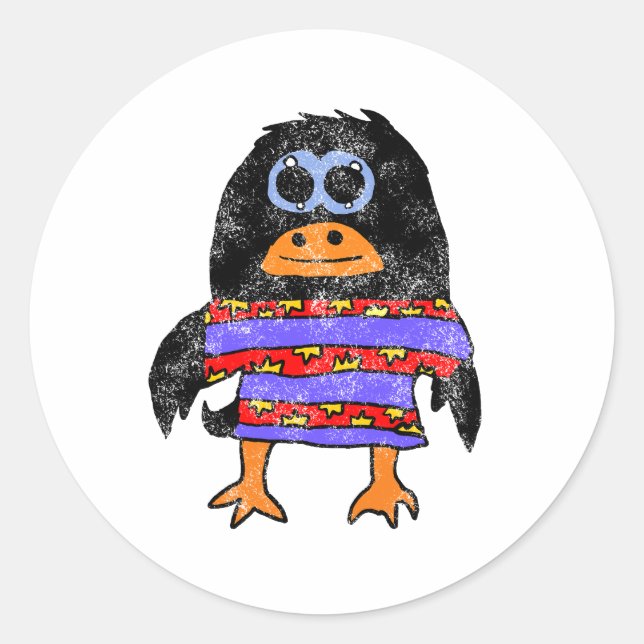 Independence Day Penguin Classic Round Sticker (Front)