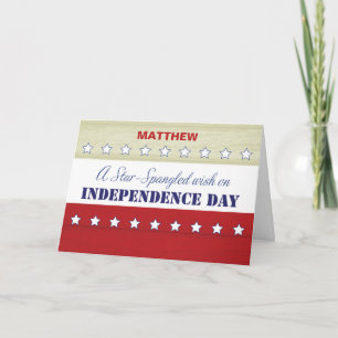 Independence Day Personalize Star Spangled Wish Card