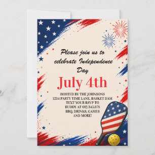 Independence Day Pickleball Background Art Invitation