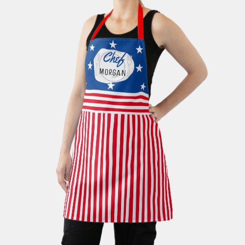 Independence Day Red White and Blue Apron