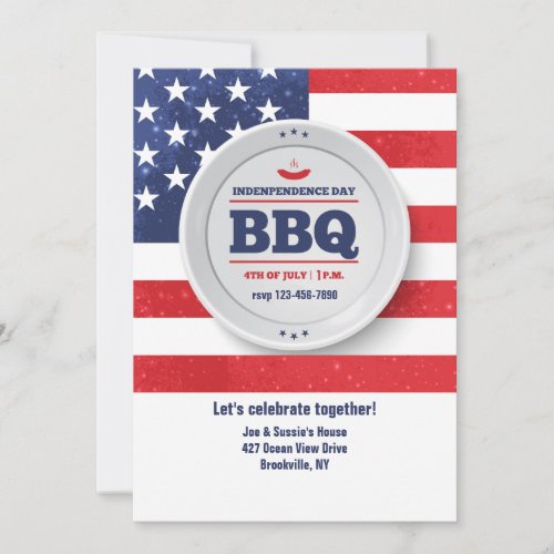 Independence Day Red White and Blue Invitation