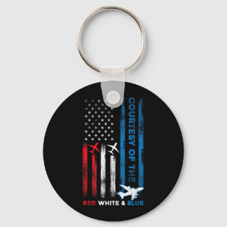 Independence Day Red White Blue America Flag Keychain