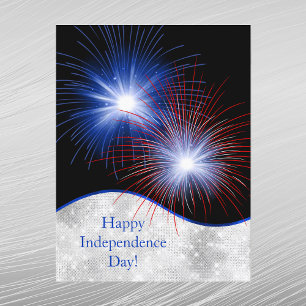 Independence Day Red White Blue Fireworks Holiday Postcard